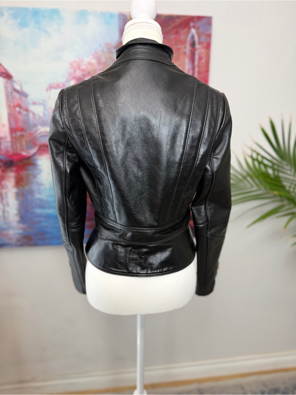 Vintage Surrey Leather Black Genuine Leather Racer Moto Jacket Canada - Picture 7 of 12